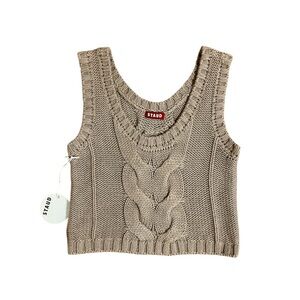 STAUD Kind Cable Knit Sleeveless Sweater S